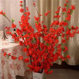 Decorative Flowers 26inch Artificial Flower Peach Blossom Simulation Branches Silk Faux Fake Plants For Wedding Home Indoor Decorate