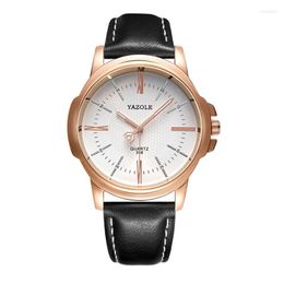 Wristwatches YAZOLE Watches Mens 2022 Top Leather Watch Men Wrist Quartz Clock Fashion Wristwatch For Business Reloj Hombre257a