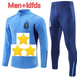 2023 3 Argentina soccer tracksuit jacket 22 23 24 Mens and kids kit football training tracksuits jogging 2023 survetement foot chandal tuta da calcio