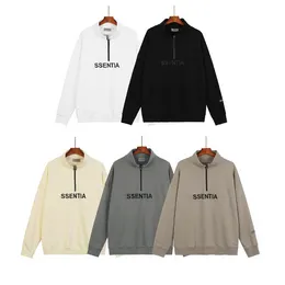 Chest 3D Letter Adhesive Half Zipper Turtleneck Sweater Trendy Couple Loose Pullover Sweatershirt High Street