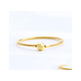 Charm Bracelets Yellow Gold Plated Snake Chain Charms Bracelet Sterling Sier Women Mens Party Jewelry With Original Box For Pandora Dheks