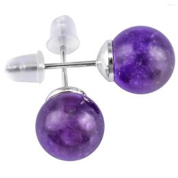 Stud Earrings Natural Crystal Stone Bead Reiki Amethyst Korean Sweet Style For Women Jewelry Fashion Girls Gift