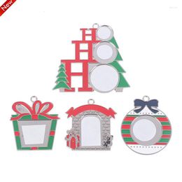 Christmas Decorations 1pc Sublimation Blank Pendant Heat Transfer Tree Hanging Ornament With Red Rope For Holiday DIY Crafts