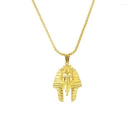 Pendant Necklaces Hip Hop Gold Colour Egyptian Pharaoh Head Pendants Necklace For Women Men Rapper Jewellery Drop