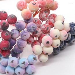 Decorative Flowers 15MM Mini Simulation Fruit Artificial Berries Bouquet Christmas Decoration DIY Hair Decor Vase Flower Arrangement