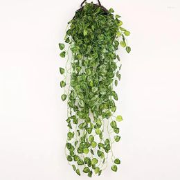 Decorative Flowers 90cm Artificial Vine Plants Hanging Ivy Green Leaves Garland Radish Seaweed Grape Fake Home Garden Wall Party Decora