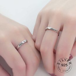 Cluster Rings Engraved Pattern Ring Real 925 Sterling Silver Sun Moon Small Finger Unisex Fine Jewellery