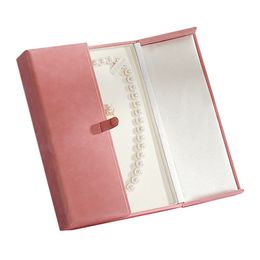 Vintage Double Open Ring Necklace Box Velvet Jewelry Packaging Boxes Pearl Necklaces Gift Cases Jewellery Display Organizer 4 Colors