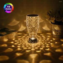 Night Lights Diamond Table Lamp Crystal 16 Colour Changing RGB Touch Light Fish Scale Shape USB Charging Nightstand Bedside