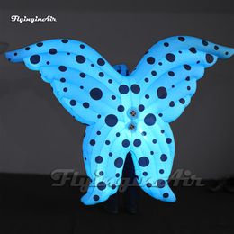 Adult Walking Inflatable Butterfly Costume Dancer Clothing 2m Wearable Blow Up Glowing Wings For Parade Show