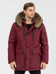 Men's Down Winter Jacket NORTFOLK Thick Hooded Parka With Natural Fur Collar