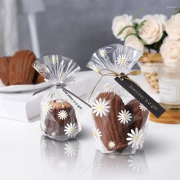 Gift Wrap 25/50pcs White Daisy Pattern Plastic Bags Candy Cookie Baking Transparent Packaging Bag For Wedding Party Diy Gifts Guests