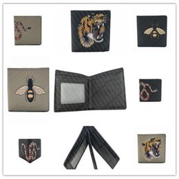 High Quality Men Animal Short Wallet Leather Black Snake Tiger Bee Wallets Women Purse Card Holders With Gift Box150d