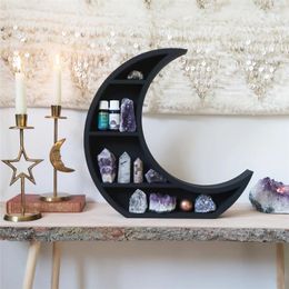 Hooks Halloween Moon Crystal Shelf Home Decoration Ornament Geometric Desktop Display Rack Storage