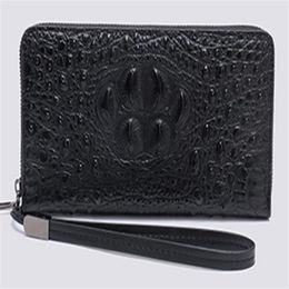 New Men Long wallets real leather crocodile grain hard shell 20cm Length Business casual Cluth wallets multi-slots single zipper2037