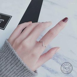 Cluster Rings Real 925 Sterling Silver Irregular Geometric Wave Adjustable Ring Fine Jewelry For Women Party Personality Accessories