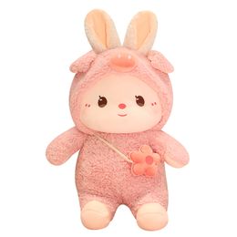 2023New Kawaii Rabbit Plush Toy Pig/Elephant/Dinosaur/Sheep Turn to Bunny Dolls Stuffed Soft Animal Pillow Girls Kids Birthday