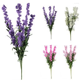 Decorative Flowers 5PCS Artificial Lavender Plastic Bouquet Flower Arrangement For Home