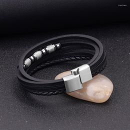 Charm Bracelets Trendy Leather Men Stainless Steel Multilayer Braided Rope For Male Female Jewellery Wholesale