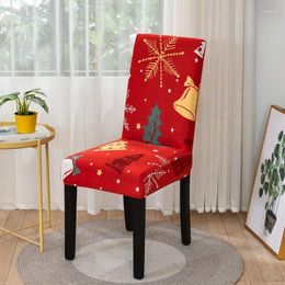 Chair Covers 2022 Christmas Elastic Stretch Universal Size Dining Cover Case For Kitchen Xmas Decoration