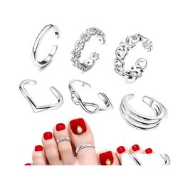 Toe Rings Dainty Cute Sier Ring Foot Finger Beach Sexy Body Jewellery For Women Adjustable Drop Delivery Dhizv