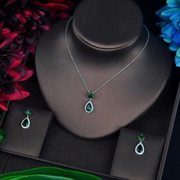 Necklace Earrings Set Fashion Design Simple Water Drop Pendant Small Jewerly Luxury Link Chain Earring Wholesale N-672