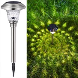 Solar Lawn Outdoor Garden Stainless Steel Glass Landscape Light Led Christmas Decoration