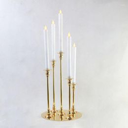 Candle Holders 2 Pcs/Lot Table Holder Plating Metal Candlestick Geometric Round Romantic For Wedding Dinner Decorat ZZT016