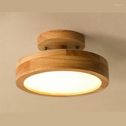 Ceiling Lights Nordic Simple Solid Wood LED Lamp Bedroom Living Room Study Hallway Corridor Cloakroom Round Decorative Lighting Fixture