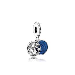 Charms Plated Sier Blue Ornaments Star And Moon Pendant Bead Charm Bracelet Necklace Jewellery Making Summer All Season Accessories 1 Dhoxw