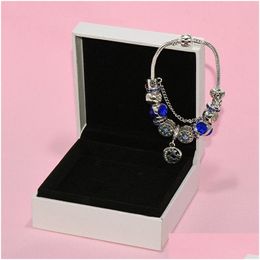 Charm Bracelets Fashion Blue Pendant Bracelet For Pandora Jewelry Sier Plated Diy Star Moon Beaded With Box Drop Delivery Dhqjh