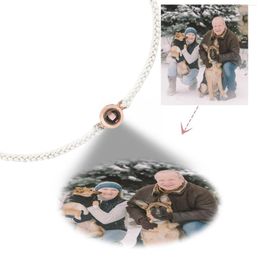 Pendant Necklaces Personalized Circle Po Bracelet Projection Bracelets Custom With Couple Memorial Jewelry Gift For Women M S4Y8