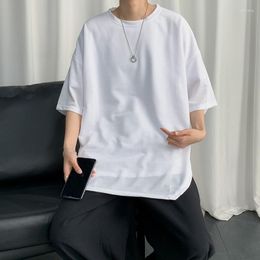 Men's T Shirts Men Short Sleeve T-shirts Solid Fashion Simple Streetwear Harajuku Cool Hip-hop Side-slit Loose Casual O-neck Clothing