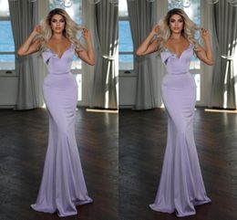 Lavender Mermaid Evening Dresses Long Plus Size Off Shoulder Sequined Satin Formal Evening Party Gowns Special Occasion Birthday Celebrity Dress Custom Made
