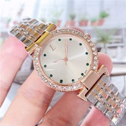 Full Brand Wrist Watches Women Ladies Girl Crystal Style Luxury Metal Steel Band Quartz Clock L89