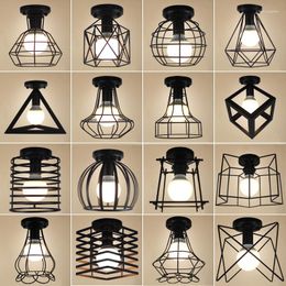 Ceiling Lights Industrial Light Black Wrought Iron Vintage Lighting Fixtures For Corridor Aisle Kitchen Balcony Porch El Retro Lamp