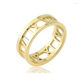 Cluster Rings 2022 Roman Numerals Stainless Steel For Woman Girl Men Couple Hollow Wedding Ring Drop