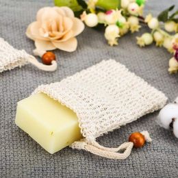 Classic Soap Exfoliating Bags Natural Ramie Soap Bag Mesh with Drawstring for Foaming and Drying the Soaps