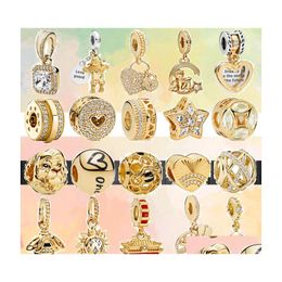 Charms 925 Sterling Sier European Golden Angel Bee Shiny Hollow Beads For Original Pandora Charm Bracelet Women Diy Drop Delivery Je Dhxa1