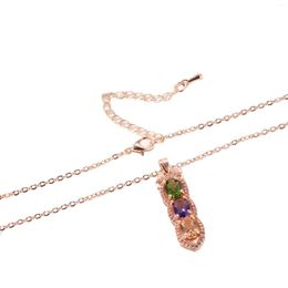 Pendant Necklaces Rose Gold Colour Crystal Zircon Cross Chain Geometric Necklace For Women