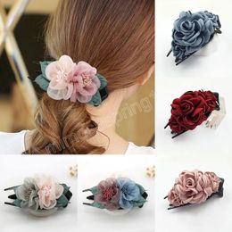 Fashion Flower Duckbill Clip Elegant Lady Hair Claws Hairpin Women Girl Headwear Barrettes Hairgrip Hair Accessories