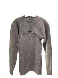 Women's Sweaters Grey Knitwear Women's 2023 Early Spring New Slim Versatile Two Piece Sweater