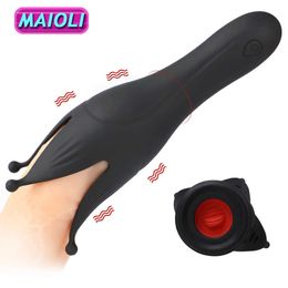 Beauty Items Male Masturbator Penis Vibrator Fantasty Climax Delay Trainer Stimulate Glans Vibrating Massager Stamina sexy Toy for Men