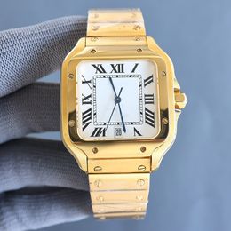 Square Mens 40mm Cenevre Orijinal Paslanmaz Çelik Mekanik Saatler Kılıf ve Bilezik Tank Lüks Tarih İzle Erkek Kol saatleri Montre De Lüks Su Geçirmez