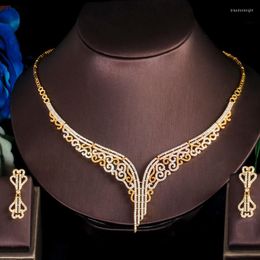 Necklace Earrings Set ThreeGraces Vintage Cubic Zirconia Gold Colour Wedding Party And Jewellery For Women Dress Accessories TZ708