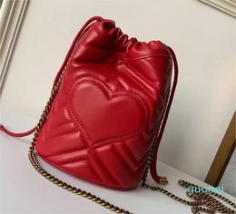 Designer-Women Luxurys Designers Handbags selling Marmont Bag New Style Mini Bucket Gold Chain Sweet Heart Pattern Genuine Leather Cros