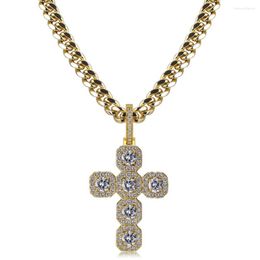 Pendant Necklaces JINAO 2022 High Quality Cross Necklace With Gold Silver Colour Iced Out CZ Hip Hop Bling Jewellery Gift For Women Men