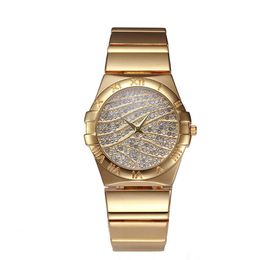Designer de luxo da moda assistir aço inoxidável Strap quartzo relógio redondo diamante CZ para homens Mulheres286q