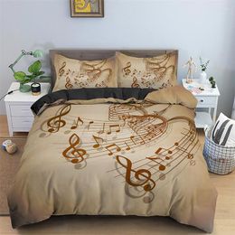 Bedding Sets Music Theme Duvet Capa Microfiber Microfiber Musical Símbolos Consolador Padrão de Piano Violino Conjunto Twin King Single Queen Size