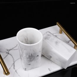 Bath Accessory Set Creative Marble Texture Pattern Bathroom Five-piece Wash El Resin Supplies Five